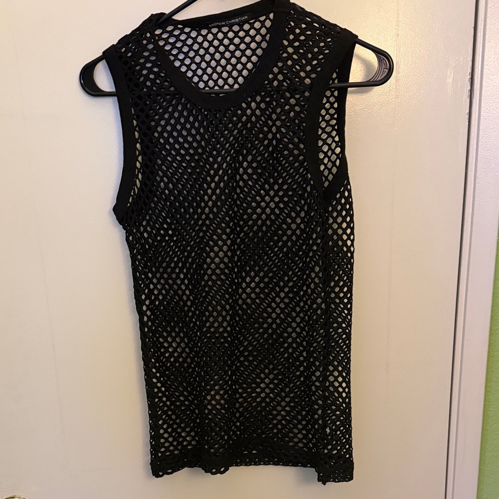 Andrew Christian Black Mesh Sleeveless Top size S